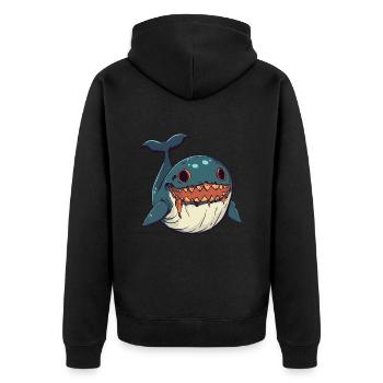 Wal Halloween Zombie - Unisex Premium Bio Zip Hoodie - Schwarz - Hinten - Nico (187cm)