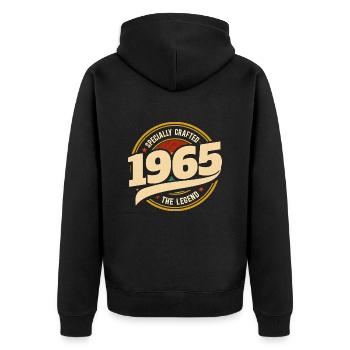 Vintage Year 1965 Legend 60 Years Anniversary - Unisex Premium Organic Zip Hoodie - black - Back - Nico (187cm)