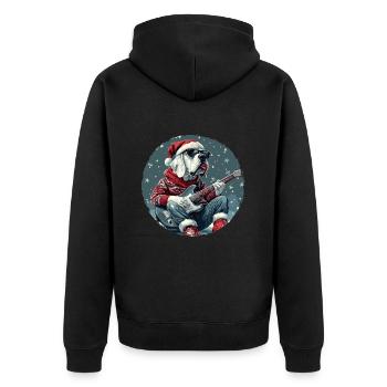 Great Dane Hund Weihnachten Rocker Gitarre - Unisex Premium Bio Zip Hoodie - Schwarz - Hinten - Nico (187cm)