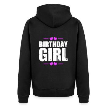 fille d’anniversaire disant - Veste à capuche bio Premium Unisexe - noir - Dos - Nico (187cm)