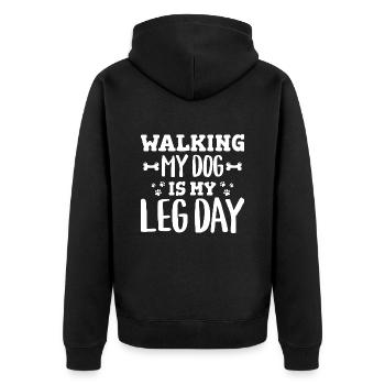 Witz Gym Zitat Lustiger Humor Hund - Unisex Premium Bio Zip Hoodie - Schwarz - Hinten - Nico (187cm)
