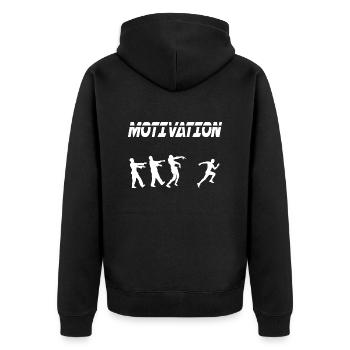 motivation sport running humor zombie - Unisex Premium Organic Zip Hoodie - black - Back - Nico (187cm)