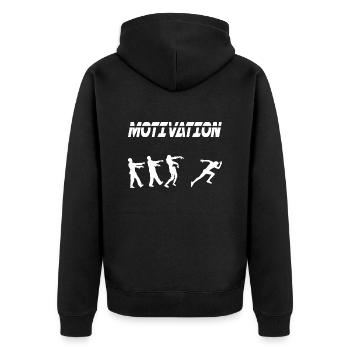 motivation sport running humor zombie - Unisex Premium Organic Zip Hoodie - black - Back - Nico (187cm)