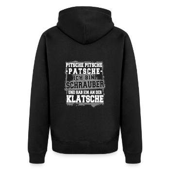 Schrauber - Auto Tuner - Autowerkstatt - Unisex Premium Bio Zip Hoodie - Schwarz - Hinten - Nico (187cm)
