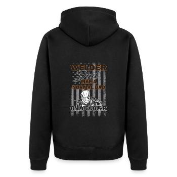 Welder Dad - Welding slogan - Metal construction - Unisex Premium Organic Zip Hoodie - black - Back - Nico (187cm)