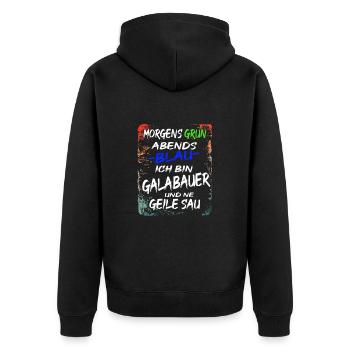 Galabauer Gartenbau Landschaftsgärtner - Unisex Premium Bio Zip Hoodie - Schwarz - Hinten - Nico (187cm)