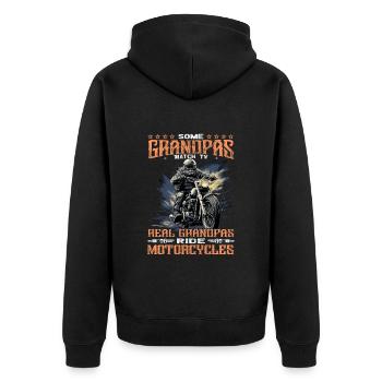 Biker Grandpa - Moto - Moto - Veste à capuche bio Premium Unisexe - noir - Dos - Nico (187cm)