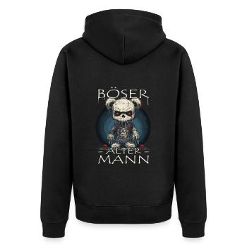 Böser alter Mann - Biker Opa | Motorradfahrer - Unisex Premium Bio Zip Hoodie - Schwarz - Hinten - Nico (187cm)