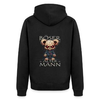 Böser alter Mann - Biker Opa | Motorradfahrer - Unisex Premium Bio Zip Hoodie - Schwarz - Hinten - Nico (187cm)