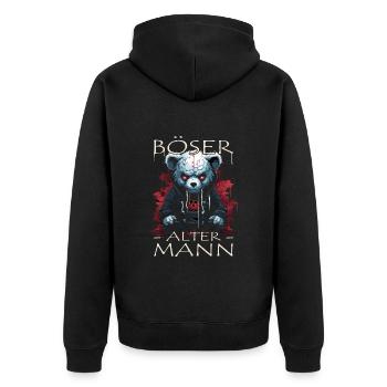 Böser alter Mann - Biker Opa | Motorradfahrer - Unisex Premium Bio Zip Hoodie - Schwarz - Hinten - Nico (187cm)