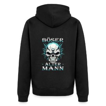Böser alter Mann - Biker Opa | Motorradfahrer - Unisex Premium Bio Zip Hoodie - Schwarz - Hinten - Nico (187cm)
