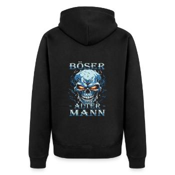 Böser alter Mann - Biker Opa | Motorradfahrer - Unisex Premium Bio Zip Hoodie - Schwarz - Hinten - Nico (187cm)