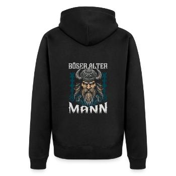 Böser alter Mann | Wikinger | Vikinger | Nordisch - Unisex Premium Bio Zip Hoodie - Schwarz - Hinten - Nico (187cm)