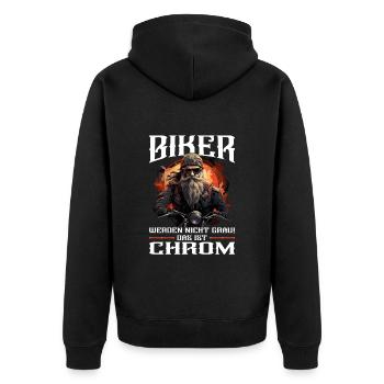 Biker werden nicht grau | Motorradfahrer & Biker - Unisex Premium Bio Zip Hoodie - Schwarz - Hinten - Nico (187cm)
