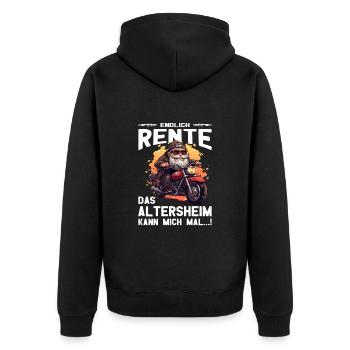 Endlich Rente Biker Opa - Motorradfahrer - Biker - Unisex Premium Bio Zip Hoodie - Schwarz - Hinten - Nico (187cm)