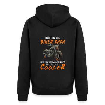Motorradfahrer Sprüche | Motorrad & Biker - Unisex Premium Bio Zip Hoodie - Schwarz - Hinten - Nico (187cm)