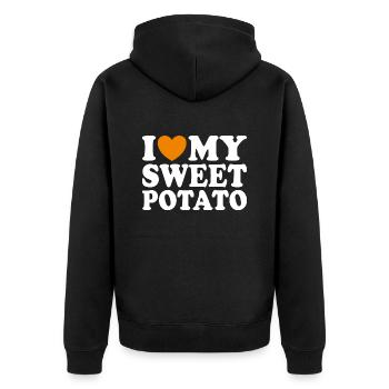 J'aime Ma Patate Douce Couple Thanksgiving - Veste à capuche bio Premium Unisexe - noir - Dos - Nico (187cm)