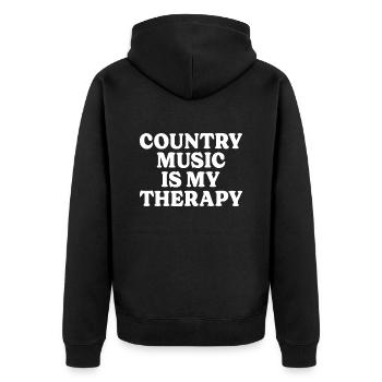 Musikertherapie Country-Musik - Unisex Premium Bio Zip Hoodie - Schwarz - Hinten - Nico (187cm)
