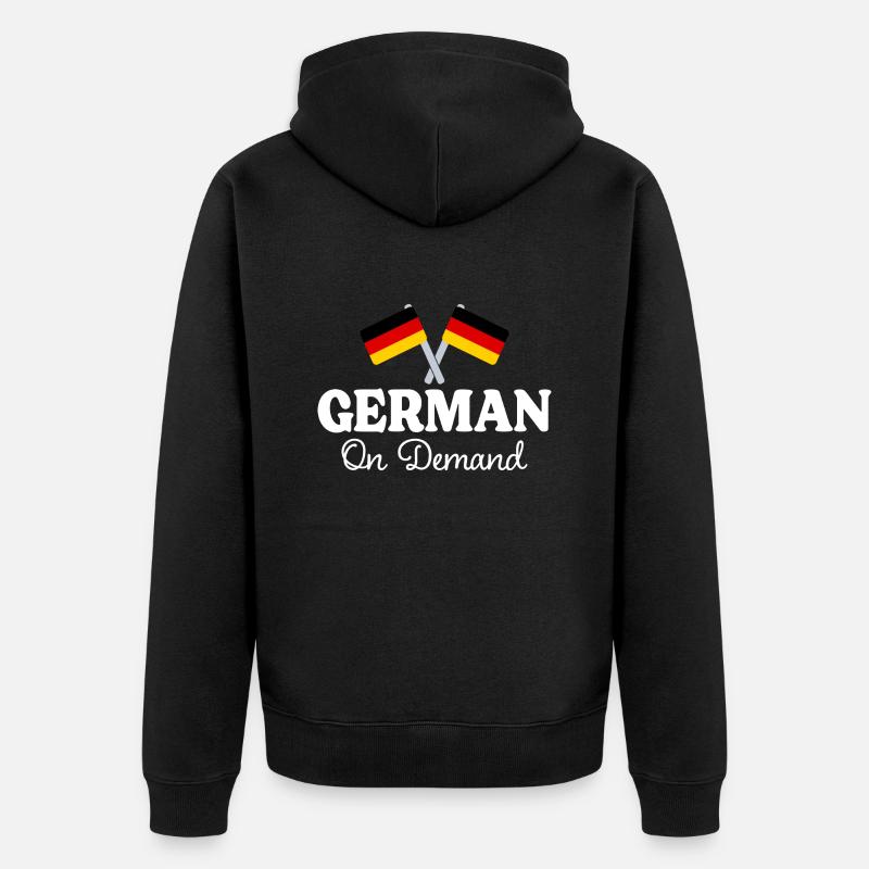 German on request German interpreter - Unisex Premium Organic Zip Hoodie - black