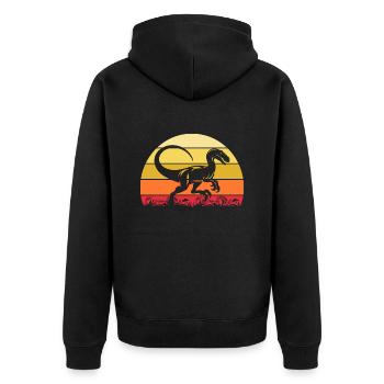 Archäologe Dino Velociraptor Dinosaurier - Unisex Premium Bio Zip Hoodie - Schwarz - Hinten - Nico (187cm)