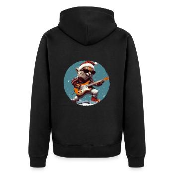 Cheetah Christmas Rocker Guitar - Unisex Premium Organic Zip Hoodie - black - Back - Nico (187cm)