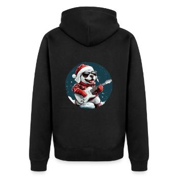 Labrador Hund Weihnachten Rocker Gitarre - Unisex Premium Bio Zip Hoodie - Schwarz - Hinten - Nico (187cm)