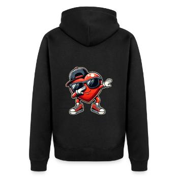 Dabbing Heart with Sunglasses Baseball Cap - Unisex Premium Organic Zip Hoodie - black - Back - Nico (187cm)