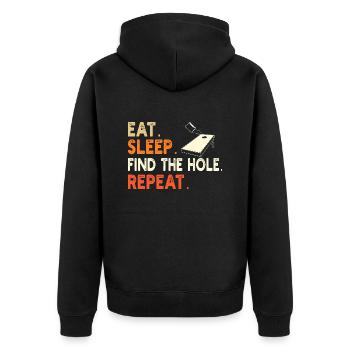 Humor Mann Cornhole Spieler - Unisex Premium Bio Zip Hoodie - Schwarz - Hinten - Nico (187cm)