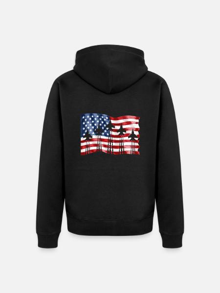American fighter jets 4 July - Unisex Premium Organic Zip Hoodie - black