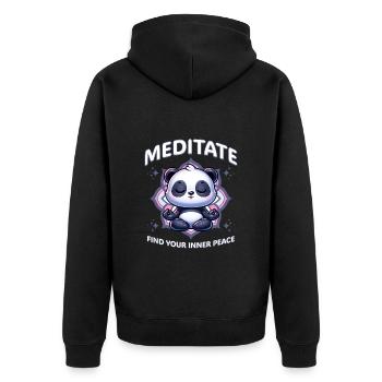 Meditate Panda Find Your Inner Peace - Unisex Premium Organic Zip Hoodie - black - Back - Nico (187cm)