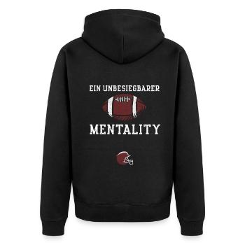 Ein unbesiegbarer Mentality - Unisex Premium Bio Zip Hoodie - Schwarz - Hinten - Nico (187cm)