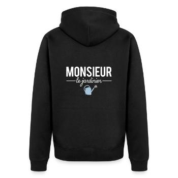 Monsieur le jardinier blague papa jardinier - Veste à capuche bio Premium Unisexe - noir - Dos - Nico (187cm)