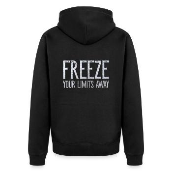 New Year's Swimming Ice Bathing FREEZE YOUR LIMITS AWAY - Unisex Premium Organic Zip Hoodie - black - Back - Nico (187cm)