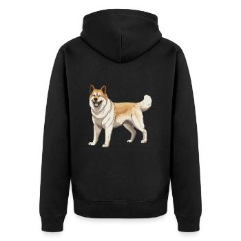 Akita Hund Tier - Unisex Premium Bio Zip Hoodie - Schwarz - Hinten - Nico (187cm)