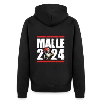 Malle 2024 Party Spruch - Unisex Premium Bio Zip Hoodie - Schwarz - Hinten - Nico (187cm)