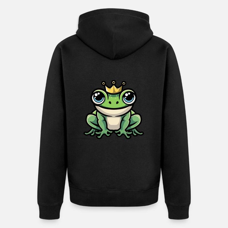Frosch Krone - Unisex Premium Bio Zip Hoodie - Schwarz