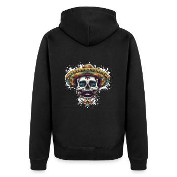Sombrero Crâne Mexicain - Veste à capuche bio Premium Unisexe - noir - Dos - Nico (187cm)