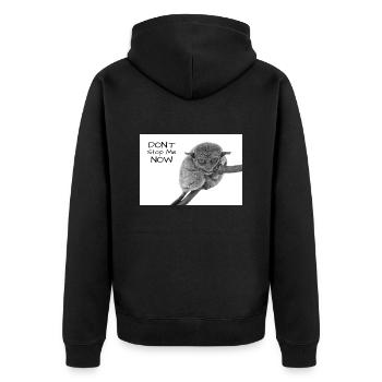 Tarsier Koboldmaki Maki - Unisex Premium Bio Zip Hoodie - Schwarz - Hinten - Nico (187cm)