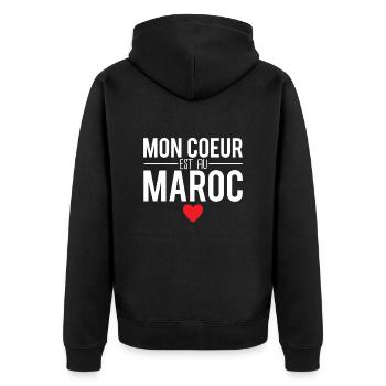 Mon coeur est au maroc cadeau papa marocain - Veste à capuche bio Premium Unisexe - noir - Dos - Nico (187cm)