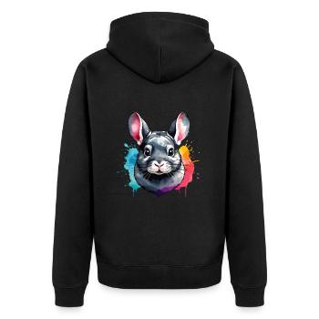 Chinchilla Cute Rodent Colorful and Cute - Unisex Premium Organic Zip Hoodie - black - Back - Nico (187cm)