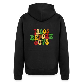 Tacos Before Guys Comedy Tacos - Unisex Premium Bio Zip Hoodie - Schwarz - Hinten - Nico (187cm)