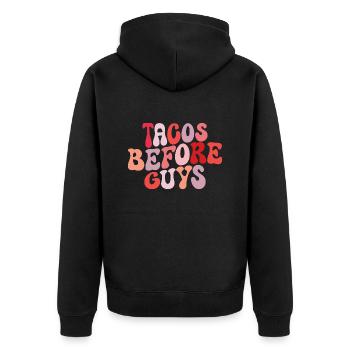 Tacos Before Guys Comedy Tacos - Unisex Premium Bio Zip Hoodie - Schwarz - Hinten - Nico (187cm)