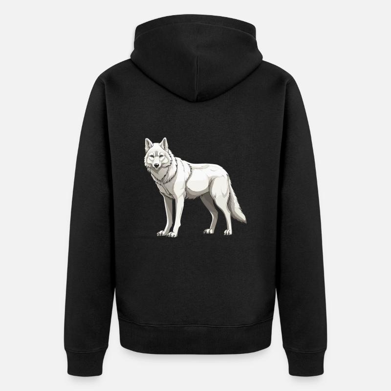 Wolf Tier - Unisex Premium Bio Zip Hoodie - Schwarz
