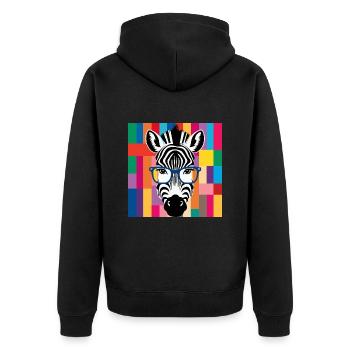 Zebra Cool with Glasses Colorful - Unisex Premium Organic Zip Hoodie - black - Back - Nico (187cm)