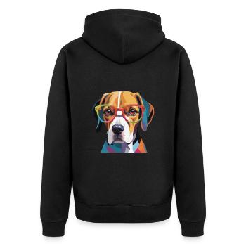 Beagle Dog Cool with Glasses - Unisex Premium Organic Zip Hoodie - black - Back - Nico (187cm)