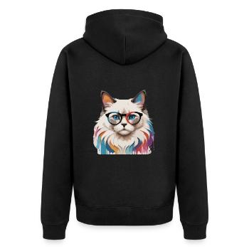 Ragdoll chat mignon cool avec des lunettes - Veste à capuche bio Premium Unisexe - noir - Dos - Nico (187cm)
