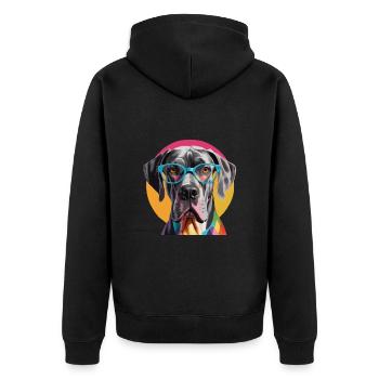 Dogue Allemand Chien Dogue Allemand Lunettes Colorées - Veste à capuche bio Premium Unisexe - noir - Dos - Nico (187cm)