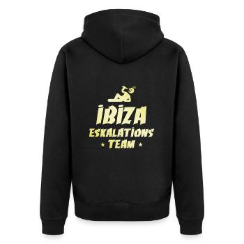 Ibiza Escalation - Unisex Premium Organic Zip Hoodie - black - Back - Nico (187cm)