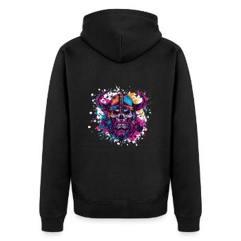 Viking Skeleton - Unisex Premium Organic Zip Hoodie - black - Back - Nico (187cm)