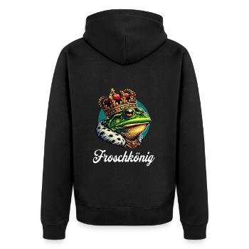 Froschkönig Krone Partner Fasching Karneval - Unisex Premium Bio Zip Hoodie - Schwarz - Hinten - Nico (187cm)